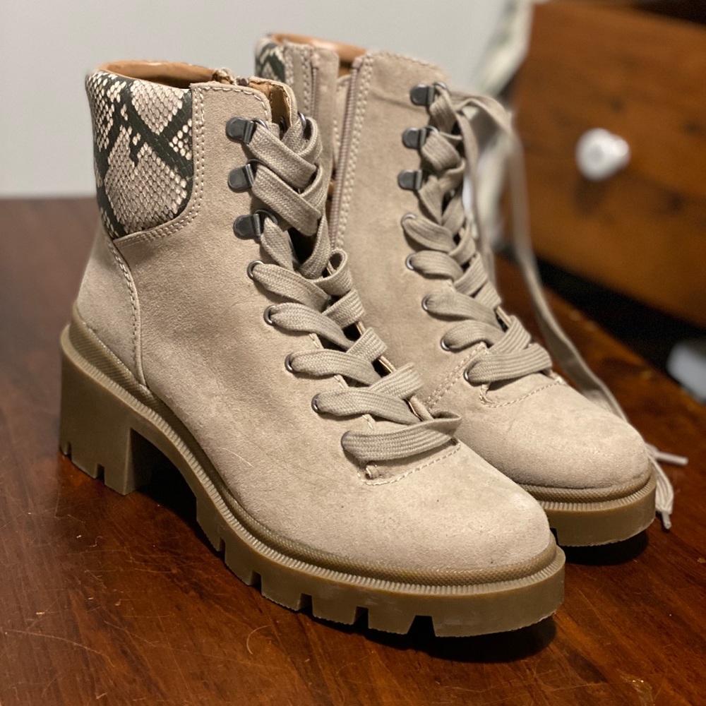 Snake Print Combat Boots